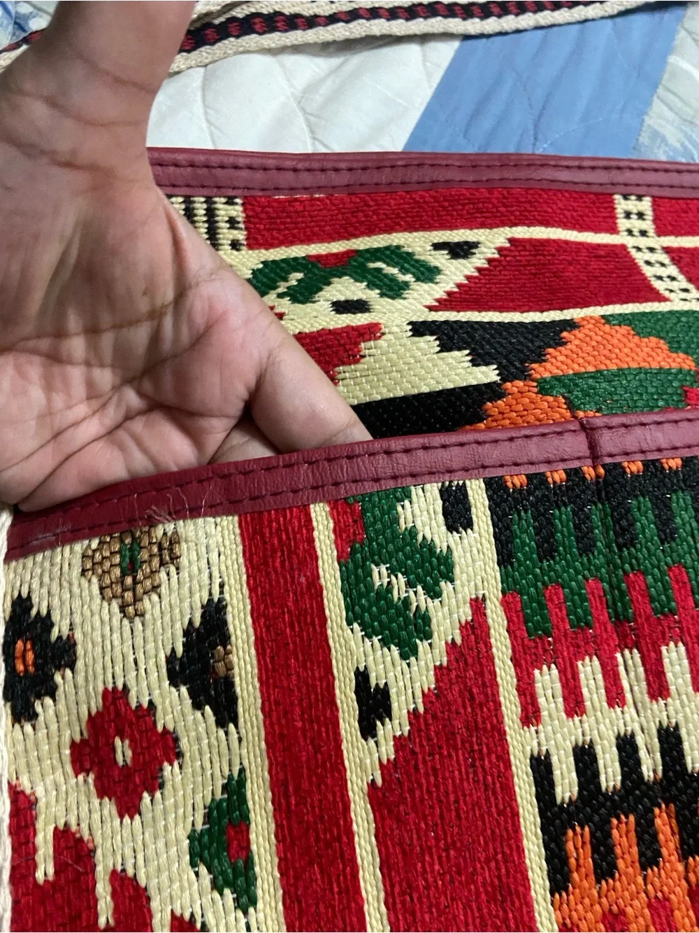 Multicolor Ethnic Tribal Aztec Slim Le HandMade Woven Tapestry KILIM Shoulder